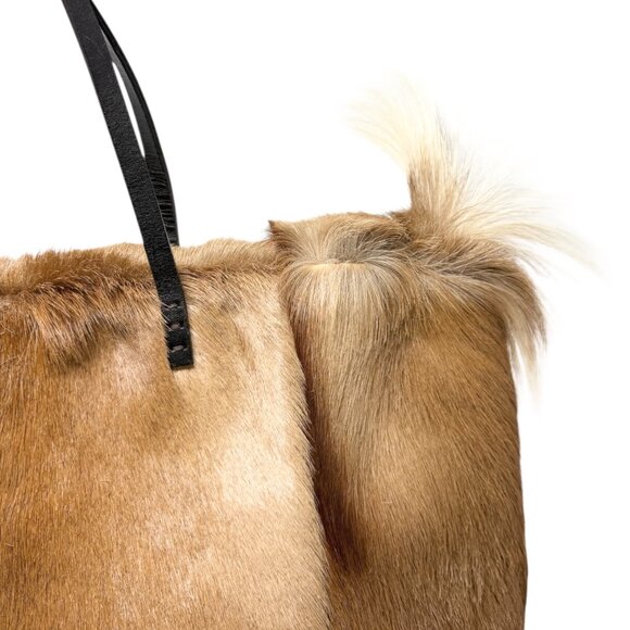 FENDI Vintage Gazelle Hair Fur Shoulder Tote Large Bag Beige Brown FF [106228] - Picture 10 of 14
